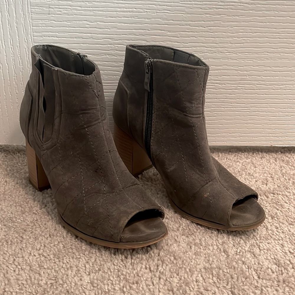 Gray suede booties